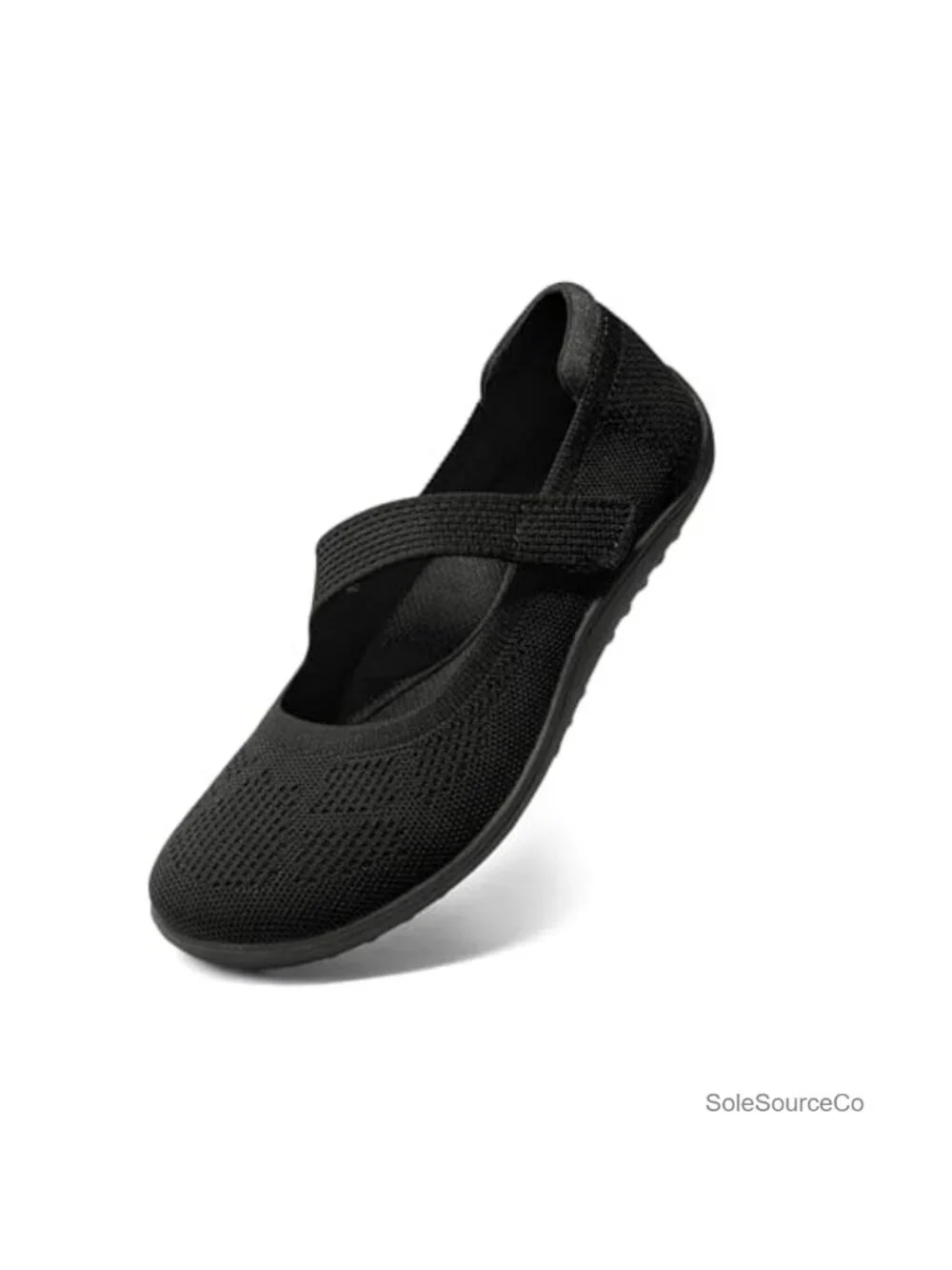 Women's Mary Jane Flats Wide Toe Box Knit Slip On Adjustable Strap Comfortable